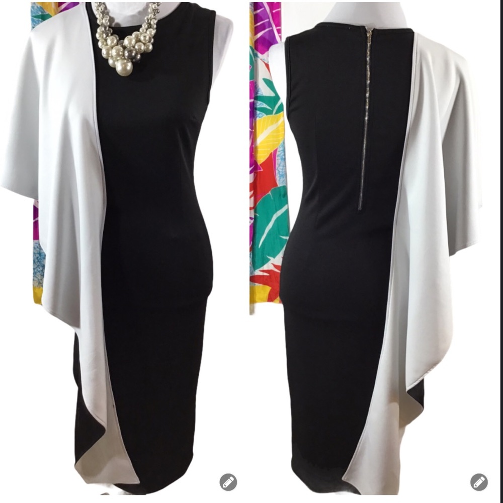 Eien stunning b/w batwing maxi dress S